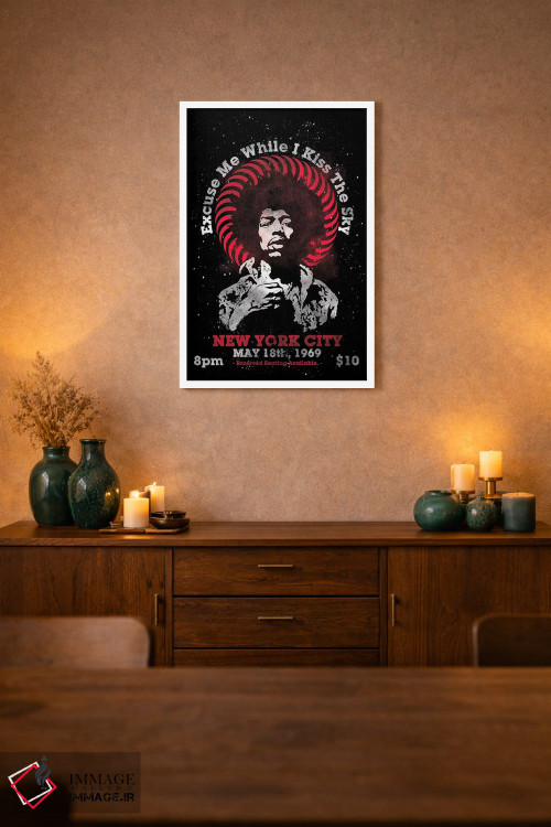 تابلو دکوراتیو پوستر یادبود تور آمریکا جیمی هندریکس ۱۹۶۹ در مدیسن اسکوئر گار… اثر رادیو دیز - D2W