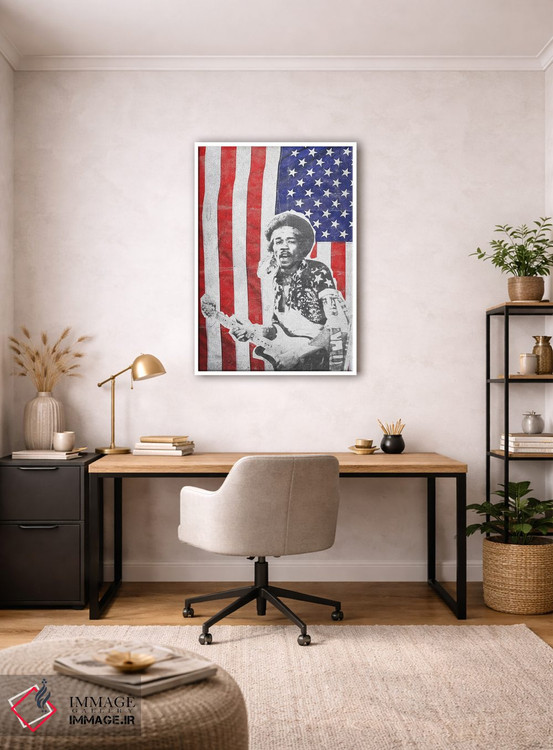 تابلو دکوراتیو جیمی هندریکس با پرچم بزرگ اثر رادیو دیز - D1W
