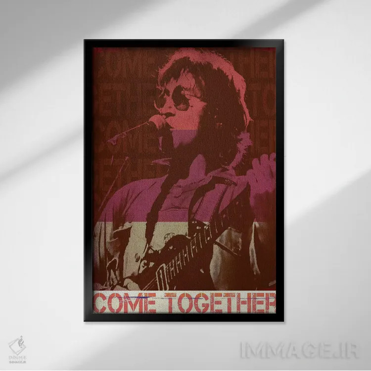 تابلو دکوراتیو جان لنون؛ راکر قرمز اثر رادیو دیز - نمای قابدار مشکی