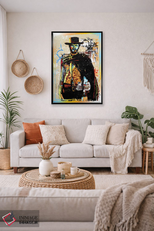 تابلو دکوراتیو کلینت ایست وود به سبک گرافیتی؛ کابوی اثر رادیو دیز - D2B