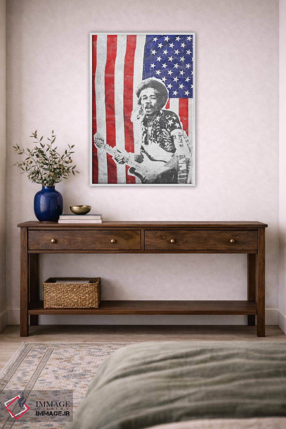تابلو دکوراتیو جیمی هندریکس با پرچم بزرگ اثر رادیو دیز - D3W