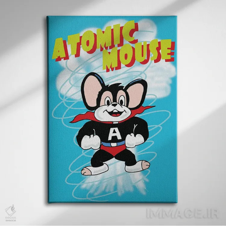 تابلو دکوراتیو موش اتمی اثر رادیو دیز - نمای روبهرو روی دیوار