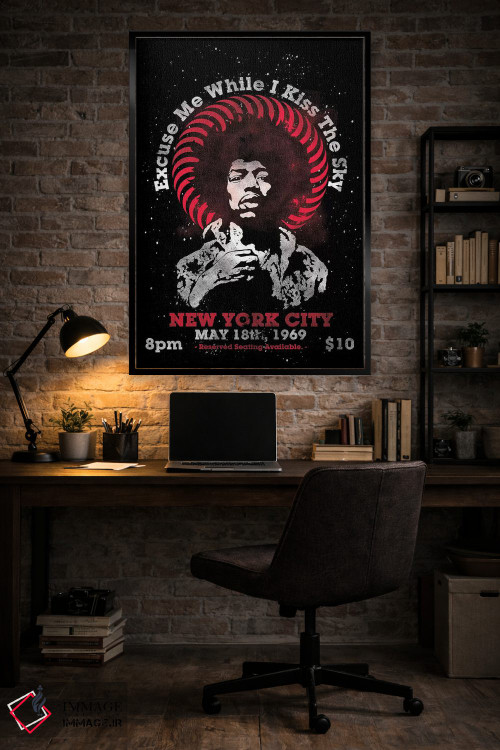تابلو دکوراتیو پوستر یادبود تور آمریکا جیمی هندریکس ۱۹۶۹ در مدیسن اسکوئر گار… اثر رادیو دیز - D6B