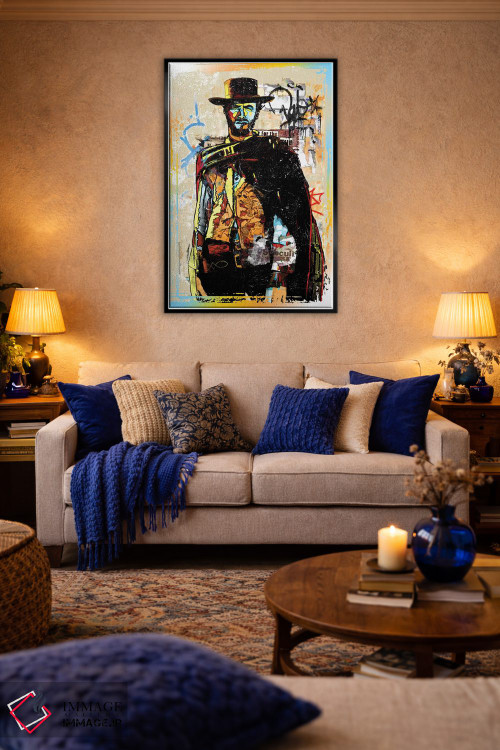 تابلو دکوراتیو کلینت ایست وود به سبک گرافیتی؛ کابوی اثر رادیو دیز - D4B