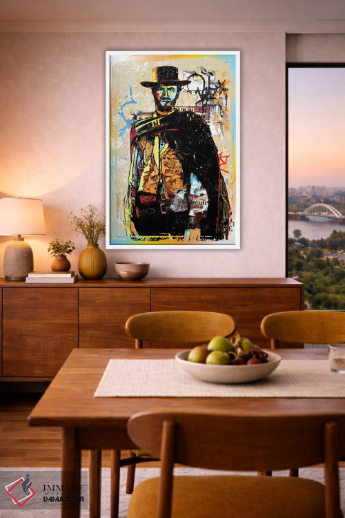 تابلو دکوراتیو کلینت ایست وود به سبک گرافیتی؛ کابوی اثر رادیو دیز - D5W