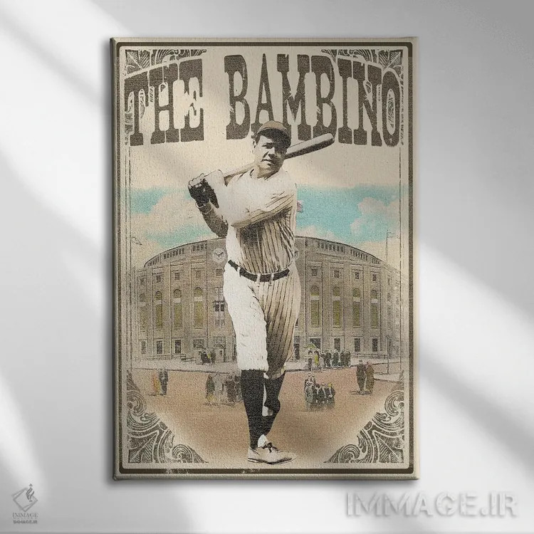 تابلو دکوراتیو ژست گیر بیس بال BR اثر رادیو دیز - نمای روبهرو روی دیوار