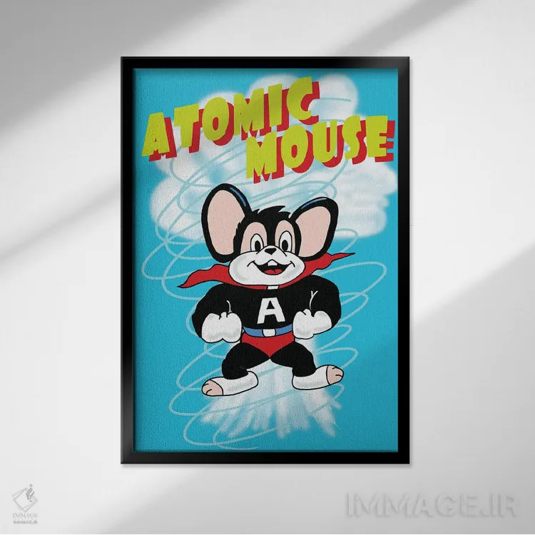 تابلو دکوراتیو موش اتمی اثر رادیو دیز - نمای قابدار مشکی