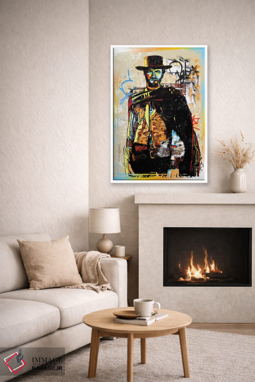 تابلو دکوراتیو کلینت ایست وود به سبک گرافیتی؛ کابوی اثر رادیو دیز - D6W