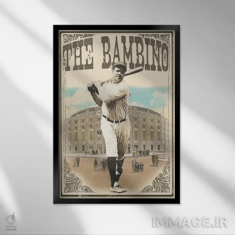 تابلو دکوراتیو ژست گیر بیس بال BR اثر رادیو دیز - نمای قابدار مشکی