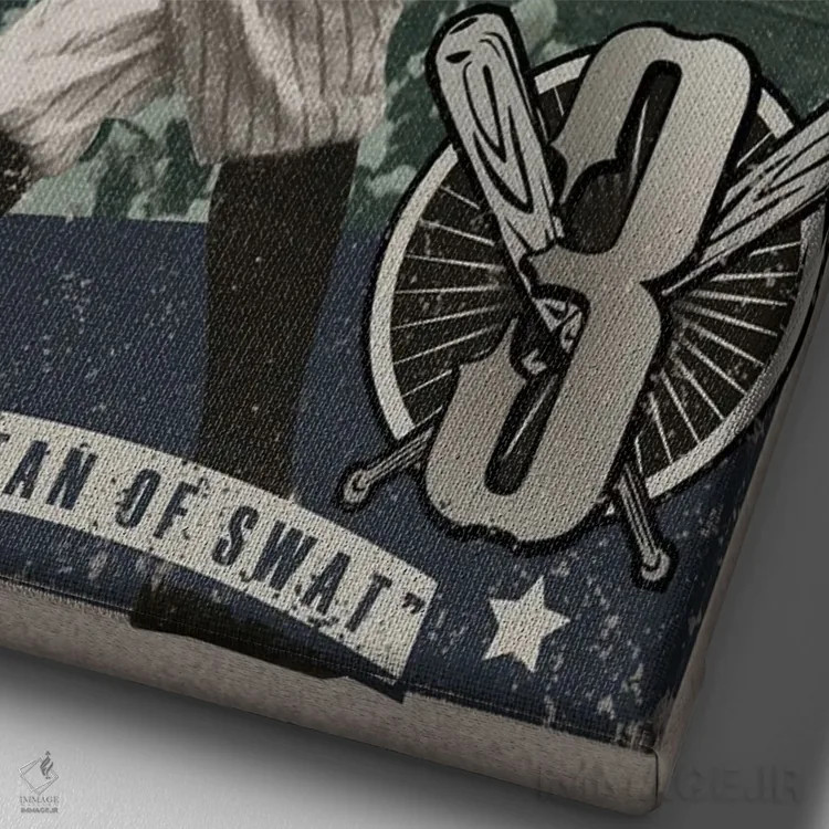 تابلو دکوراتیو کارت بیس بال BR اثر رادیو دیز - نمای نزدیک بافت بوم