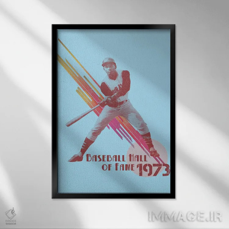 تابلو دکوراتیو تالار مشاهیر بیس بال - آبی اثر رادیو دیز - نمای قابدار مشکی