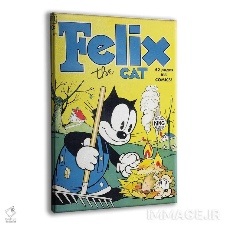 تابلو دکوراتیو فلیکس در حال سوزاندن برگ ها اثر رادیو دیز - نمای پرسپکتیو محصول