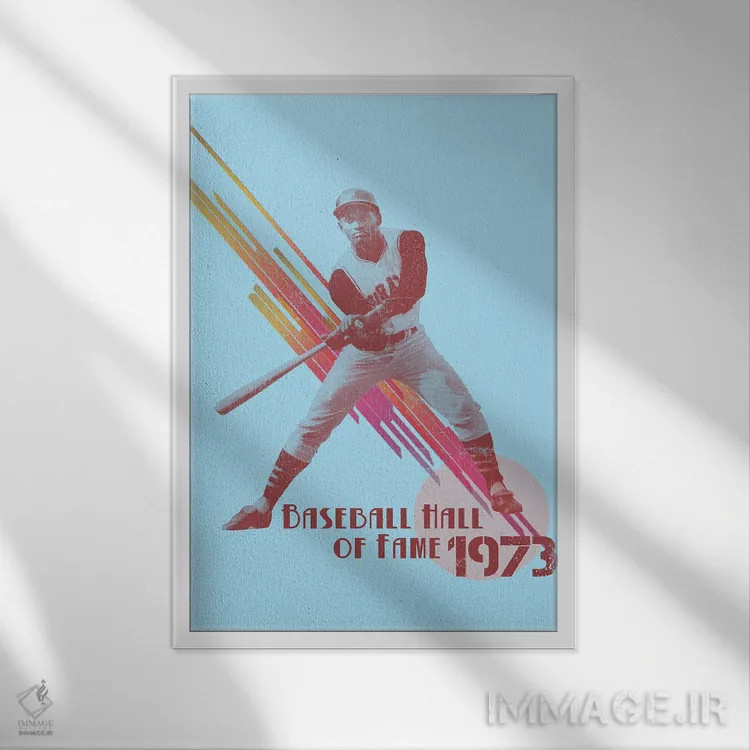 تابلو دکوراتیو تالار مشاهیر بیس بال - آبی اثر رادیو دیز - نمای قابدار سفید