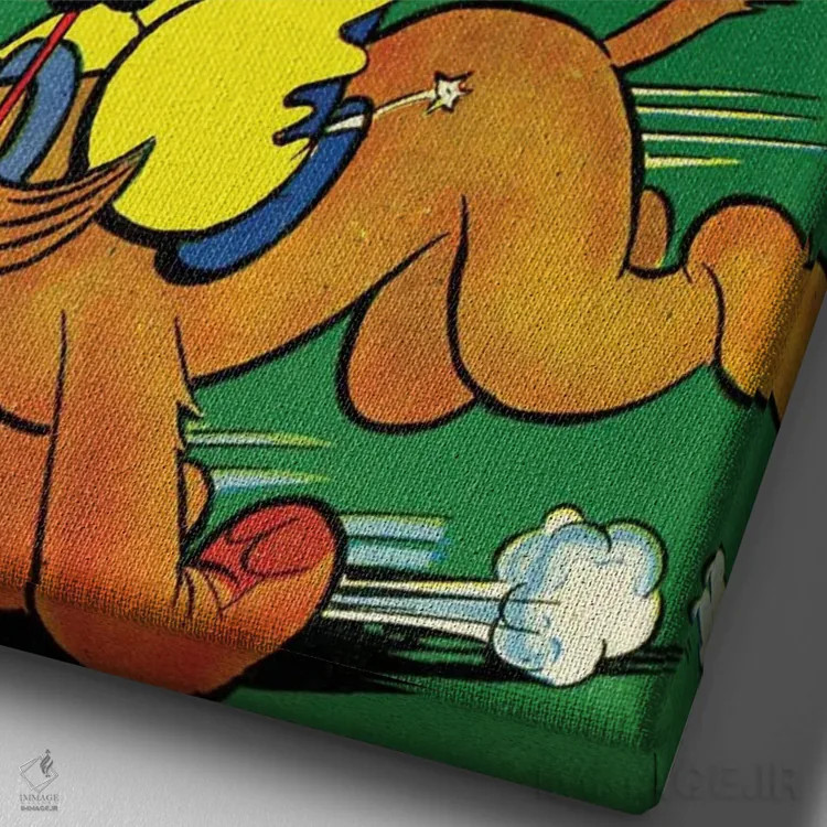 تابلو دکوراتیو فلیکس و سگ کابوی اثر رادیو دیز - نمای نزدیک بافت بوم