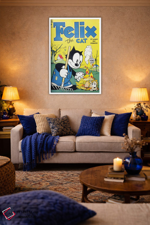 تابلو دکوراتیو فلیکس در حال سوزاندن برگ ها اثر رادیو دیز - D3W