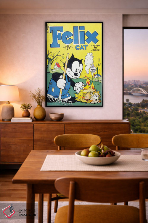 تابلو دکوراتیو فلیکس در حال سوزاندن برگ ها اثر رادیو دیز - D6B