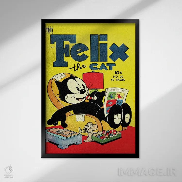 تابلو دکوراتیو فلیکس در حال گرفتن طعمه اثر رادیو دیز - نمای قابدار مشکی