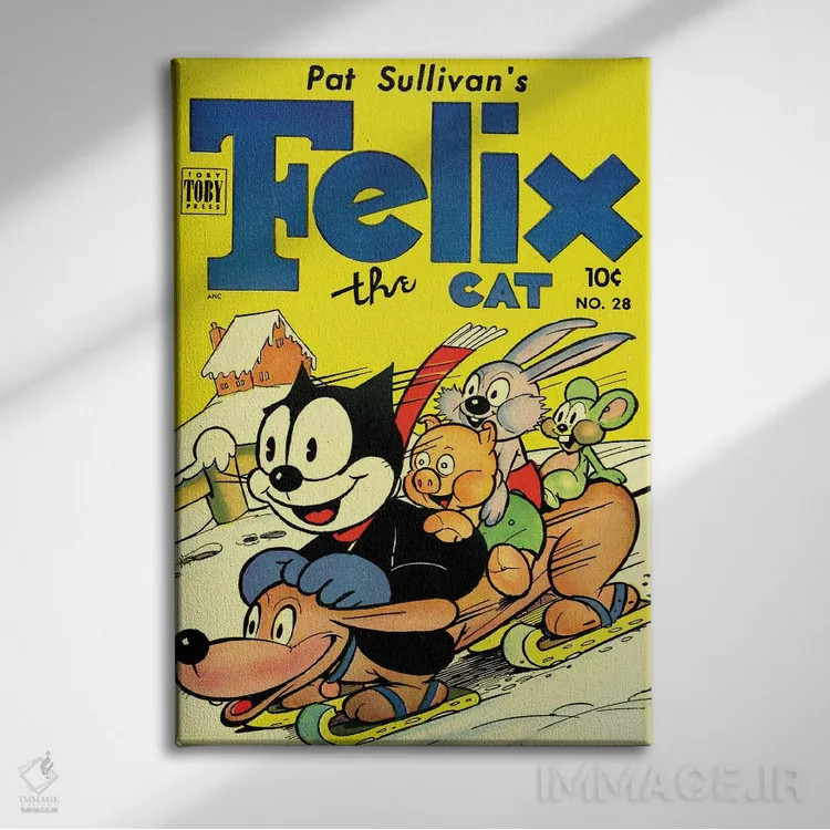 تابلو دکوراتیو فلیکس و سرسره بازی با دوستان اثر رادیو دیز - نمای روبهرو روی دیوار