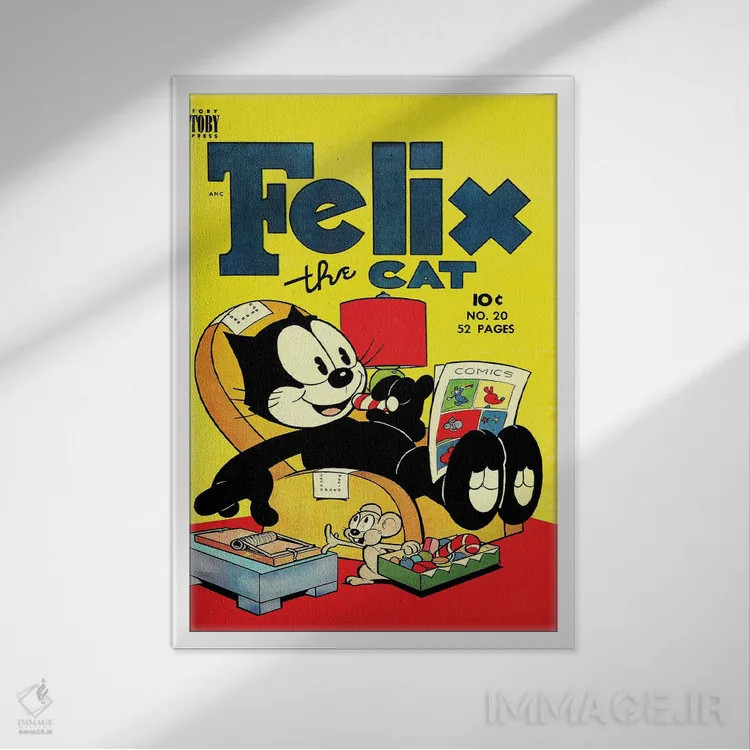 تابلو دکوراتیو فلیکس در حال گرفتن طعمه اثر رادیو دیز - نمای قابدار سفید