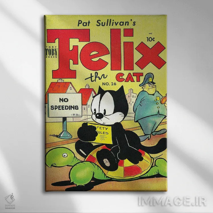 تابلو دکوراتیو فلیکس و لاک پشت؛ منع سرعت غیرمجاز اثر رادیو دیز - نمای روبهرو روی دیوار