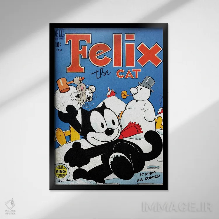 تابلو دکوراتیو فلیکس در جنگ گلوله های برفی اثر رادیو دیز - نمای قابدار مشکی