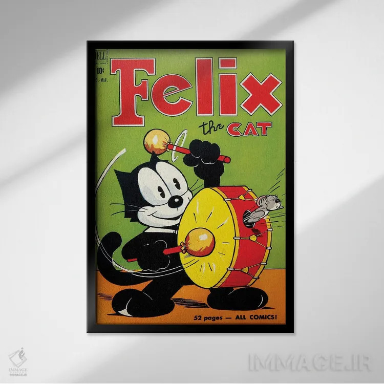 تابلو دکوراتیو فلیکس و ترس از طبل اثر رادیو دیز - نمای قابدار مشکی