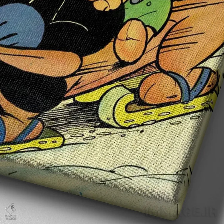 تابلو دکوراتیو فلیکس و سرسره بازی با دوستان اثر رادیو دیز - نمای نزدیک بافت بوم