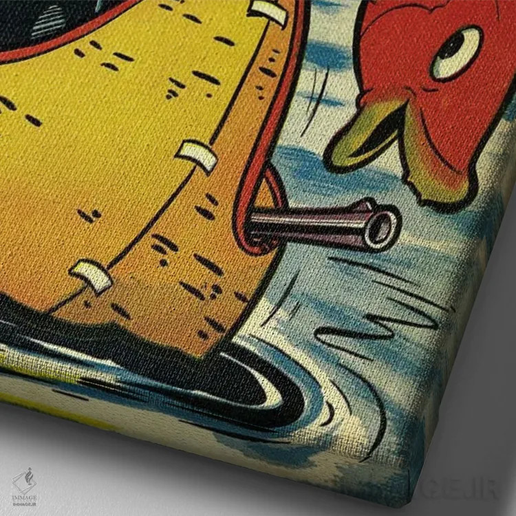 تابلو دکوراتیو فلیکس به ماهیگیری می رود اثر رادیو دیز - نمای نزدیک بافت بوم