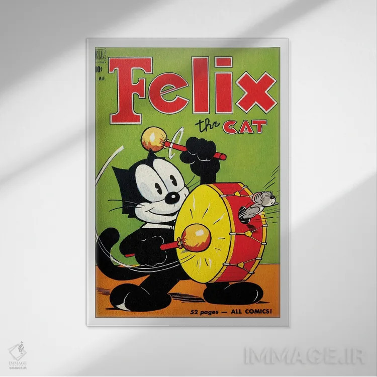 تابلو دکوراتیو فلیکس و ترس از طبل اثر رادیو دیز - نمای قابدار سفید