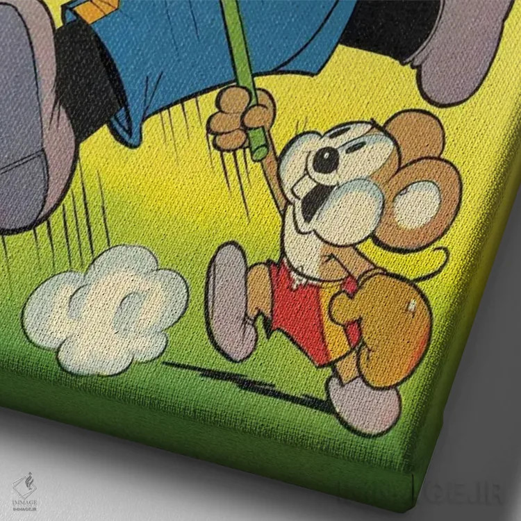 تابلو دکوراتیو فلیکس؛ مشت به صورت اثر رادیو دیز - نمای نزدیک بافت بوم