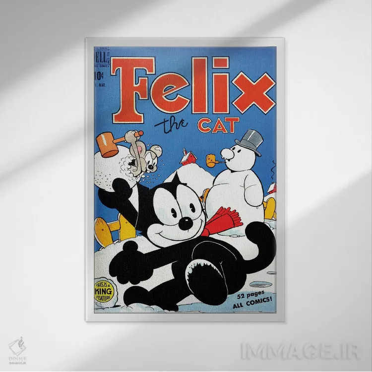 تابلو دکوراتیو فلیکس در جنگ گلوله های برفی اثر رادیو دیز - نمای قابدار سفید