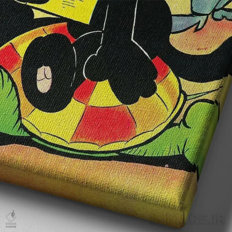 تابلو دکوراتیو فلیکس و لاک پشت؛ منع سرعت غیرمجاز اثر رادیو دیز - نمای نزدیک بافت بوم