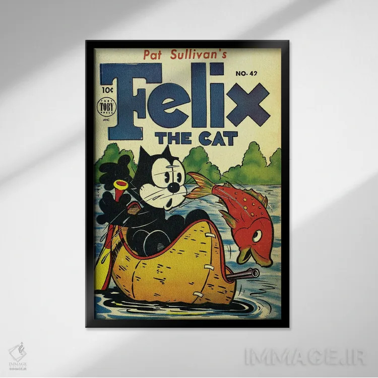 تابلو دکوراتیو فلیکس به ماهیگیری می رود اثر رادیو دیز - نمای قابدار مشکی