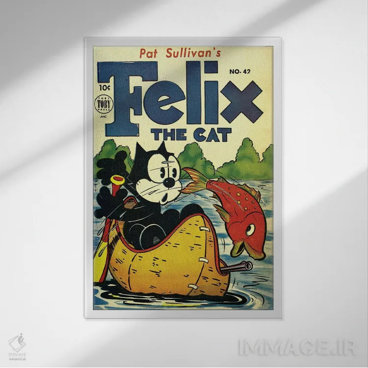 تابلو دکوراتیو فلیکس به ماهیگیری می رود اثر رادیو دیز - نمای قابدار سفید