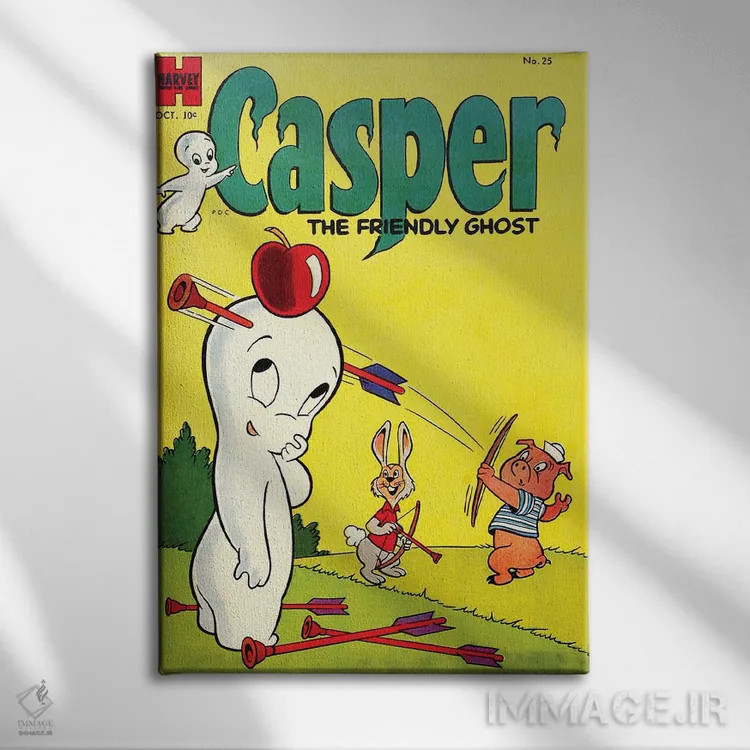 تابلو دکوراتیو دوستان روح در حال هدف گیری سیب اثر رادیو دیز - نمای روبهرو روی دیوار