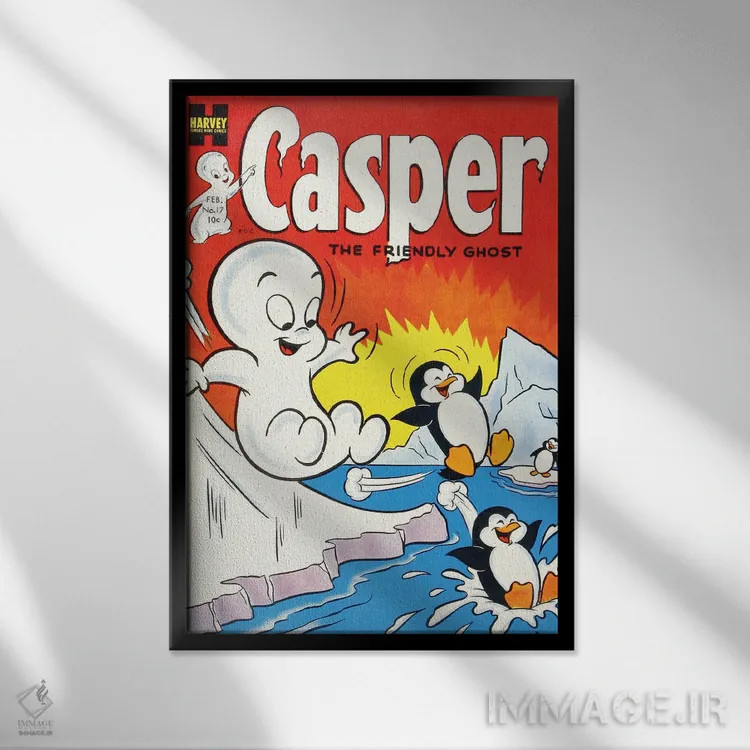 تابلو دکوراتیو روح روی سرسره یخی اثر رادیو دیز - نمای قابدار مشکی