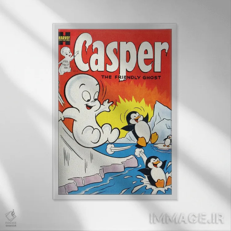 تابلو دکوراتیو روح روی سرسره یخی اثر رادیو دیز - نمای قابدار سفید