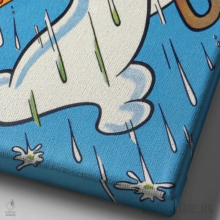 تابلو دکوراتیو روح در باران اثر رادیو دیز - نمای نزدیک بافت بوم