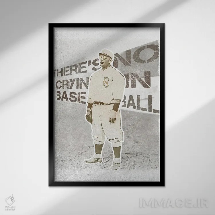 تابلو دکوراتیو گریه ای در بیسبال نیست اثر رادیو دیز - نمای قابدار مشکی