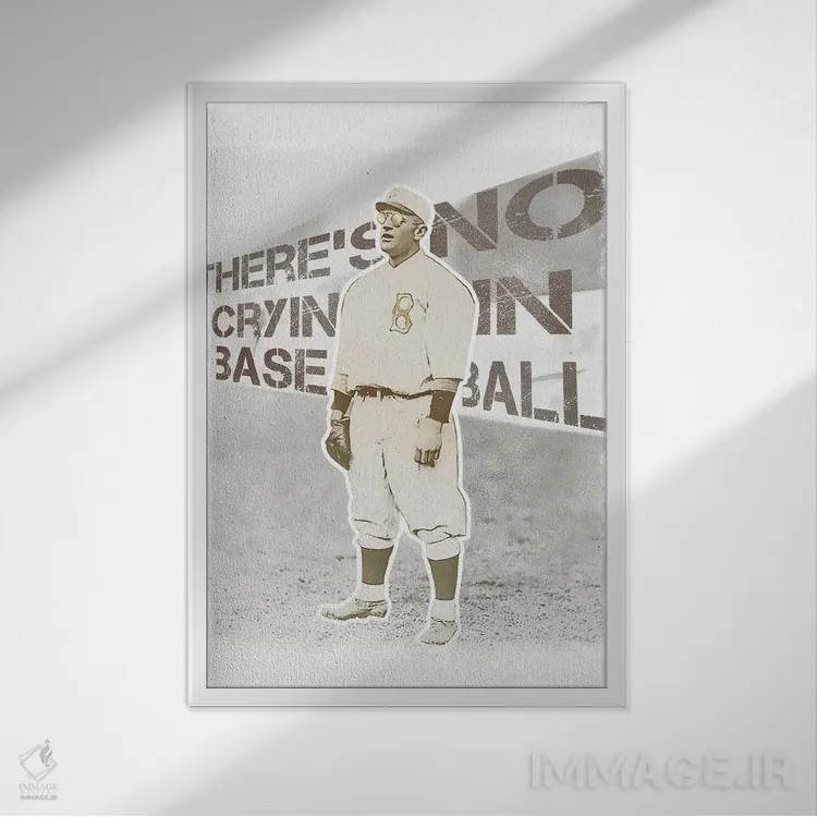 تابلو دکوراتیو گریه ای در بیسبال نیست اثر رادیو دیز - نمای قابدار سفید