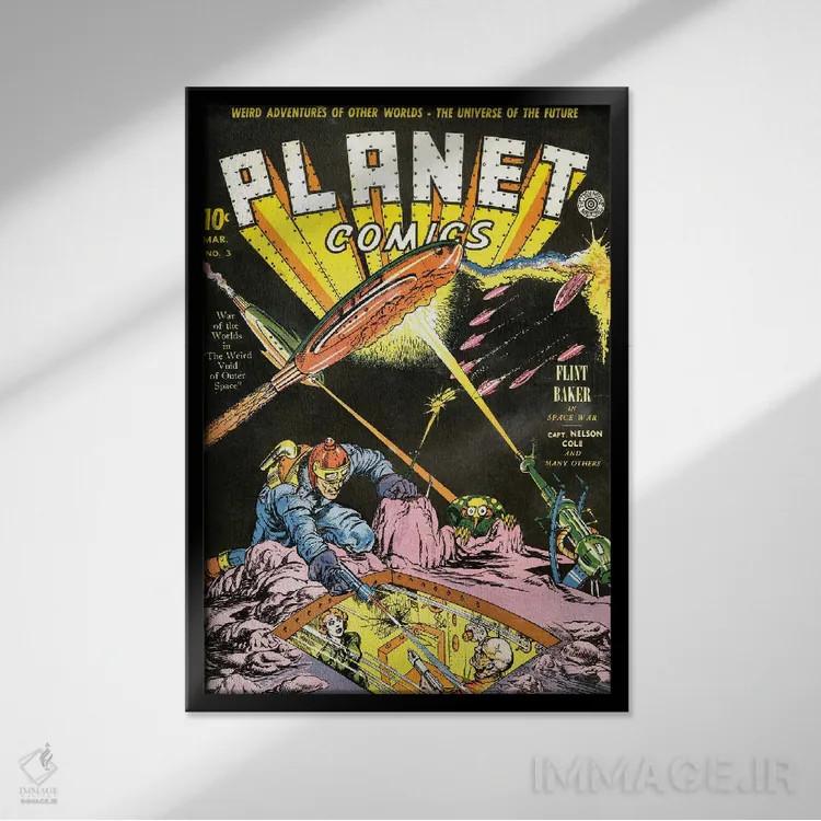 تابلو دکوراتیو سیاره ۳ مارس اثر رادیو دیز - نمای قابدار مشکی