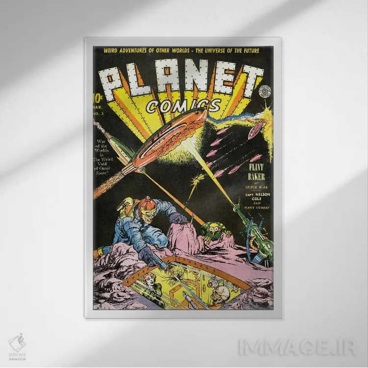 تابلو دکوراتیو سیاره ۳ مارس اثر رادیو دیز - نمای قابدار سفید