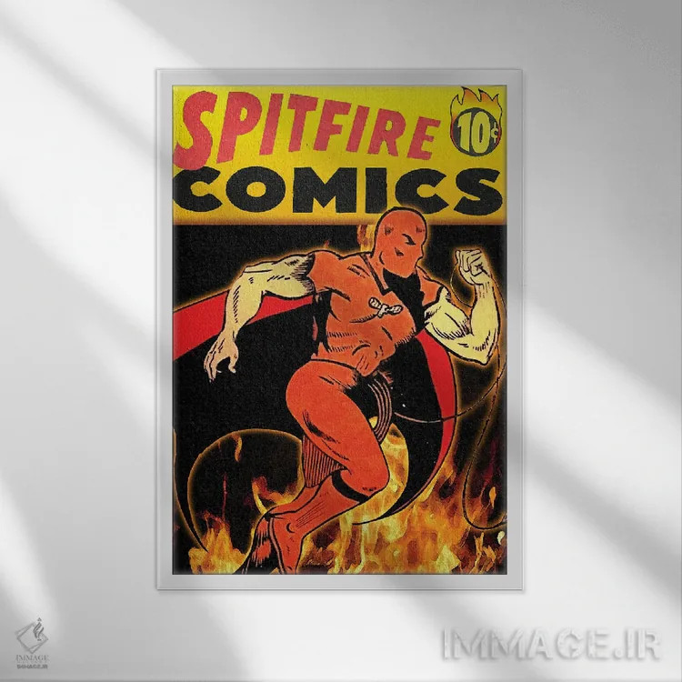 تابلو دکوراتیو کتاب کمیک اسپیت فایر دوم اثر رادیو دیز - نمای قابدار سفید