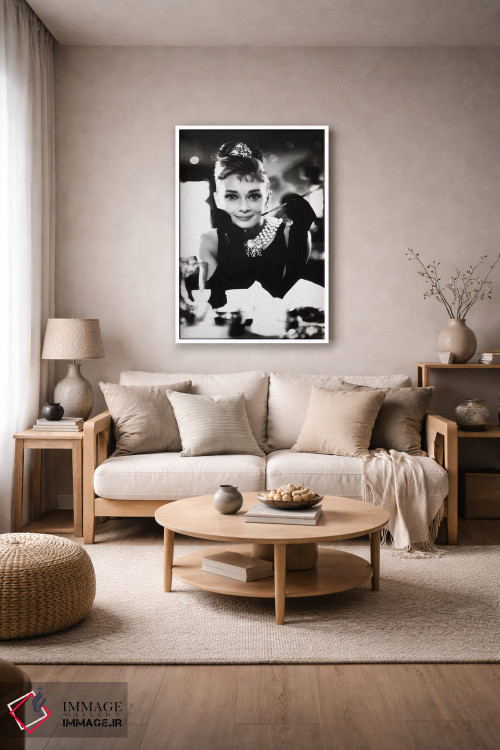 تابلو دکوراتیو آدری هپبورن خندان اثر رادیو دیز - D2W