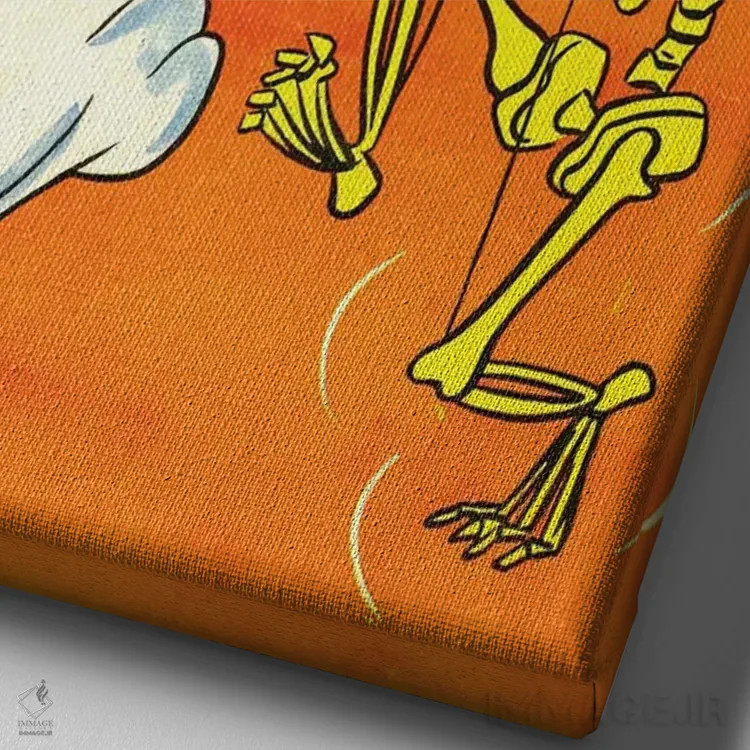 تابلو دکوراتیو اسکلت زرد اثر رادیو دیز - نمای نزدیک بافت بوم