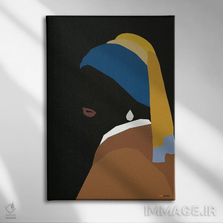 تابلو مینیمال دختر با گوشواره اثر رافائل گومز - نمای روبهرو روی دیوار