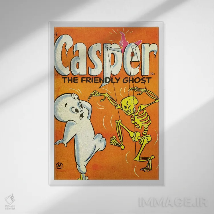 تابلو دکوراتیو اسکلت زرد اثر رادیو دیز - نمای قابدار سفید