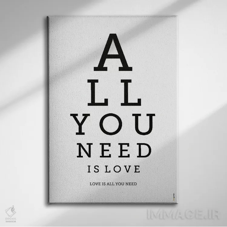 تابلو دکوراتیو همه چیزی که نیاز داری عشق است اثر رافائل گومز - نمای روبهرو روی دیوار