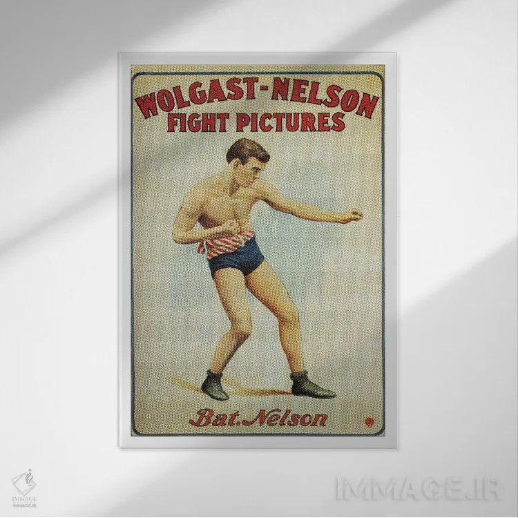 تابلو دکوراتیو مبارزه وولگاست و نلسون اثر رادیو دیز - نمای قابدار سفید