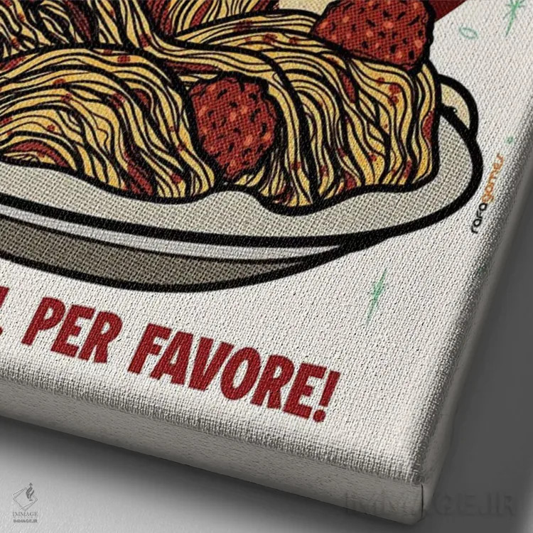 تابلو دکوراتیو مامامیا اسپاگتی اثر رافائل گومز - نمای نزدیک بافت بوم